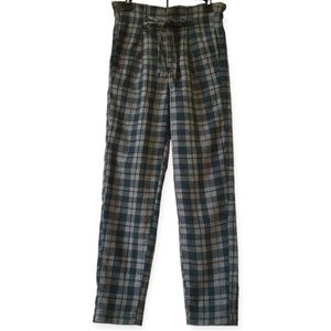 Free People Potato Sack High Rise Loose Fit Green Plaid Pants